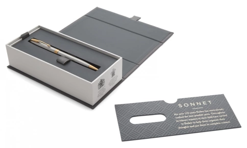 Шариковая ручка Parker Sonnet Core K527 (1931507) Stainless Steel GT M черные чернила подар.кор. фото 10