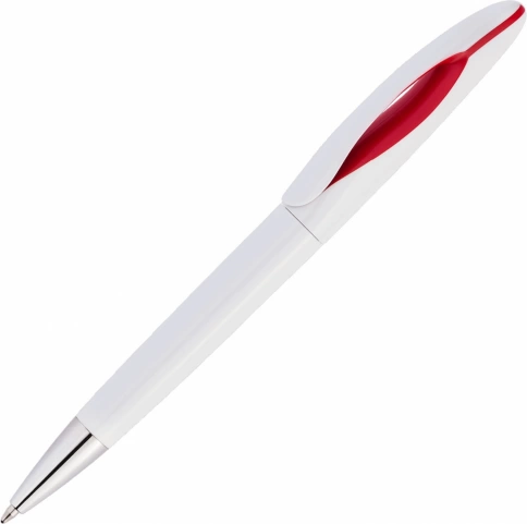 Ручка пластиковая шариковая Vivapens OKO, белая с красным фото 1