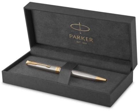 Шариковая ручка Parker Sonnet Core K527 (1931507) Stainless Steel GT M черные чернила подар.кор. фото 11