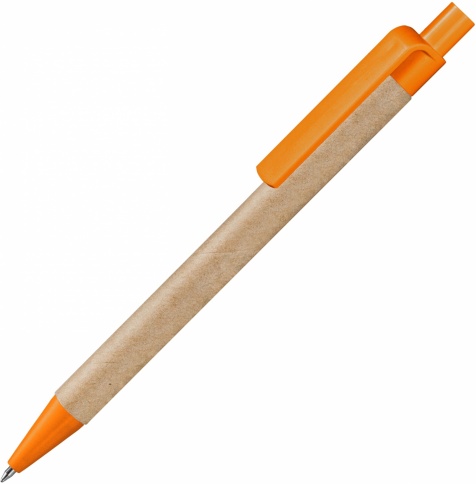 Ручка картонная шариковая Vivapens Viva New, натуральная с оранжевым фото 1