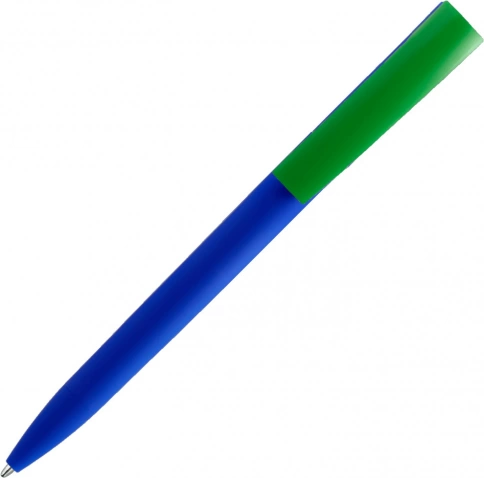 Ручка пластиковая шариковая Solke Zeta Soft Blue Mix, синяя с зелёным фото 3