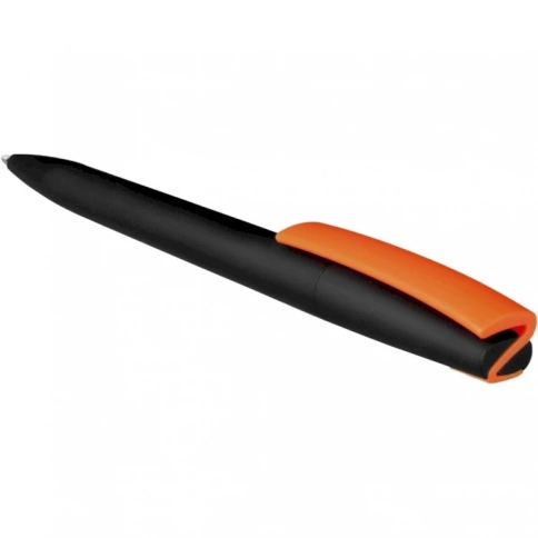 Ручка пластиковая шариковая Vivapens ZETA SOFT MIX, чёрная с оранжевым фото 4