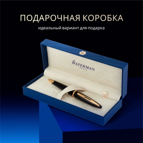 Шариковая ручка Waterman Carene (S0700380) Black GT; M синие чернила; подарочная коробка фото 8
