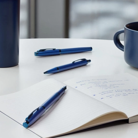 Роллер ручка Parker IM Monochrome T328 (2172965) Blue PVD F; черн. черн;. подар.кор фото 7