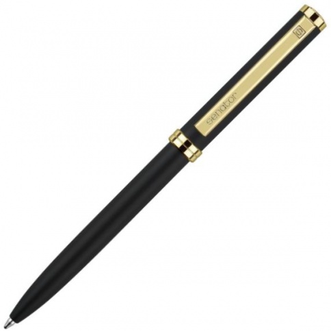 Шариковая ручка Senator Delgado Gold, чёрная с золотистыми деталями фото 1