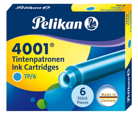 Картридж Pelikan INK 4001 TP/6 (PL301705) бирюзовые чернила для ручек перьевых (6шт) фото 1