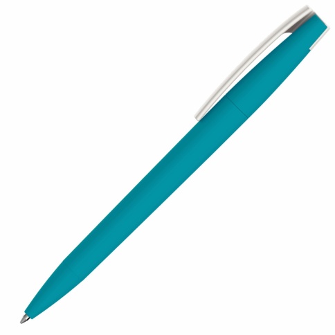 Ручка пластиковая шариковая Vivapens ZETA SOFT, бирюзовая с белым фото 2