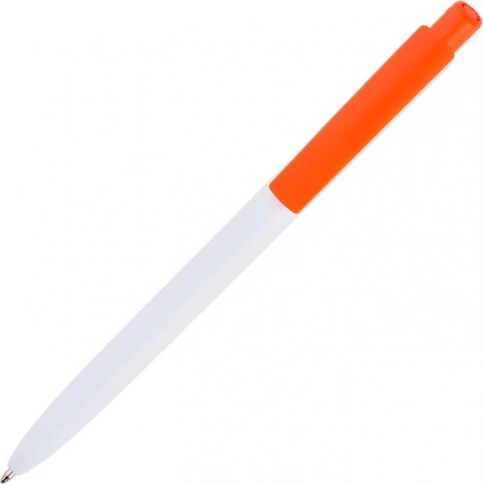 Ручка пластиковая шариковая Vivapens POLO, белая с оранжевым фото 3