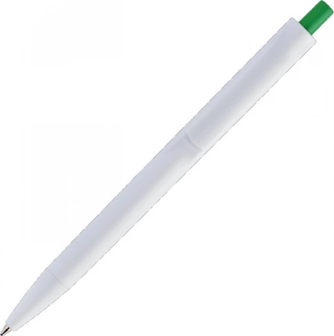 Ручка пластиковая шариковая Vivapens IGLA COLOR, белая c зелёным фото 3