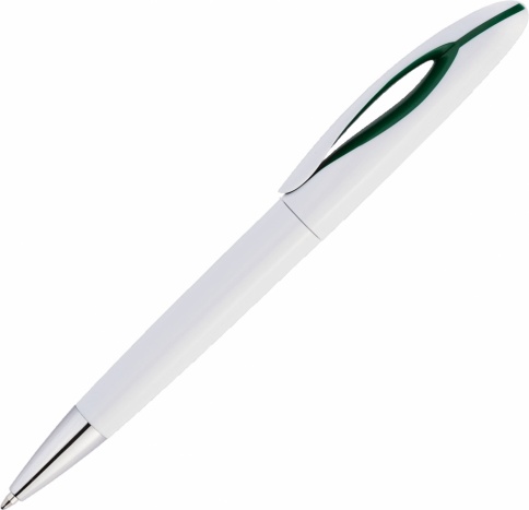 Ручка пластиковая шариковая Vivapens OKO, белая с зелёным фото 2