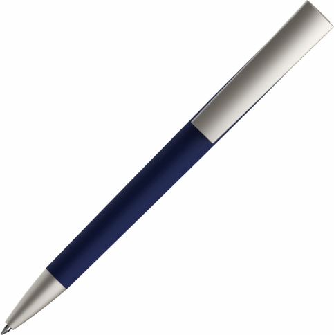 Ручка пластиковая шариковая Vivapens ZETA COLOR, тёмно-синяя с серебристым фото 3