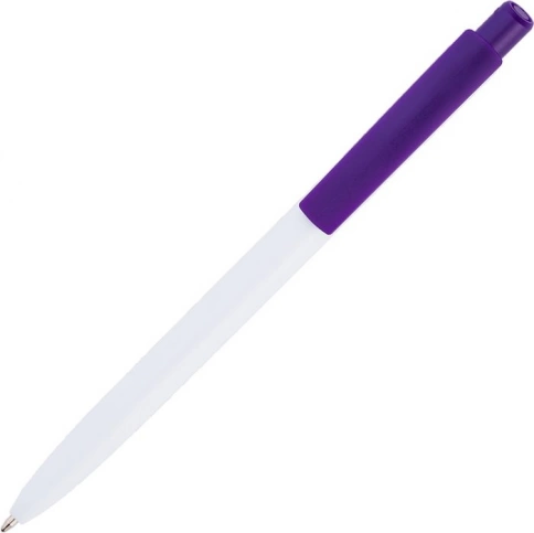 Ручка пластиковая шариковая Vivapens POLO, белая с фиолетовым фото 3