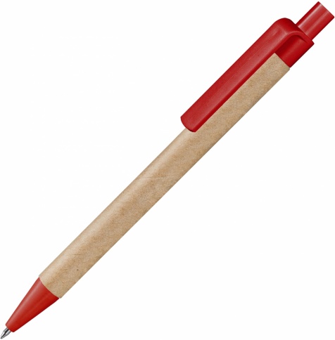 Ручка картонная шариковая Vivapens Viva New, натуральная с красным фото 1