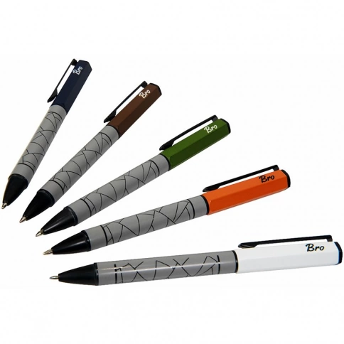 Ручка металлическая шариковая ручка B1 Bro, серая с тёмно-синим фото 6