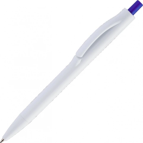Ручка пластиковая шариковая Vivapens IGLA COLOR, белая c синим фото 3