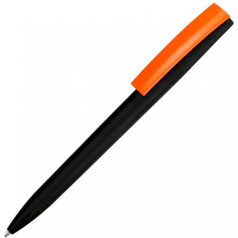 Ручка пластиковая шариковая Vivapens ZETA SOFT MIX, чёрная с оранжевым фото 1