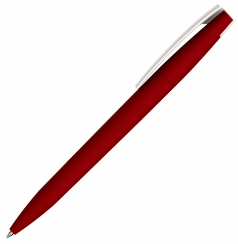 Ручка пластиковая шариковая Vivapens ZETA SOFT , тёмно-красная с белым фото 2