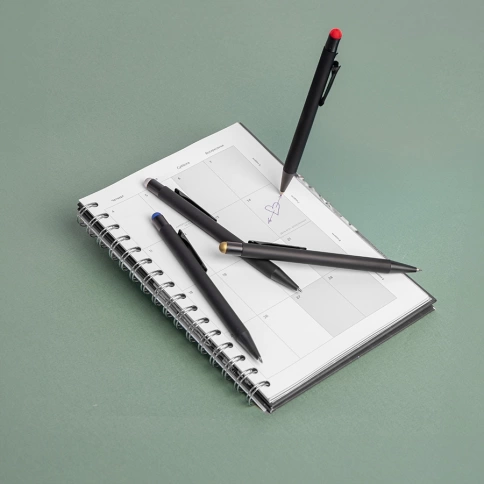 Ручка металлическая шариковая B1 FACTOR BLACK со стилусом, чёрная с красным фото 6