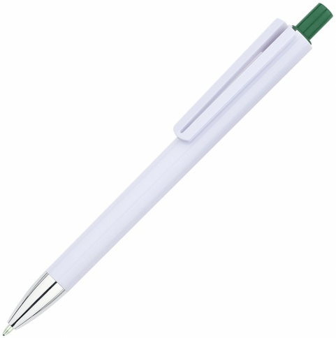 Ручка пластиковая шариковая Vivapens VIKO, белая с зелёная фото 1