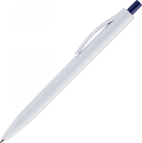Ручка пластиковая шариковая Vivapens IGLA COLOR, белая c тёмно-синим фото 2