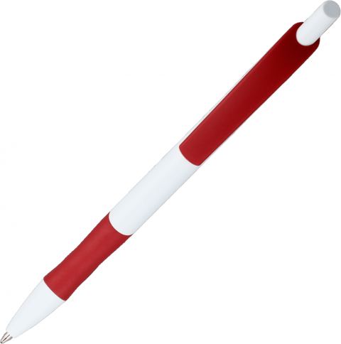Ручка пластиковая шариковая Vivapens Kleo, с резинкой, белая с красным фото 3