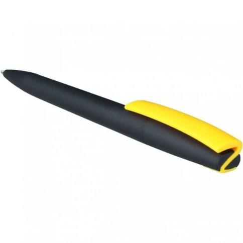 Ручка пластиковая шариковая Solke ZETA SOFT MIX, чёрная с жёлтым фото 4