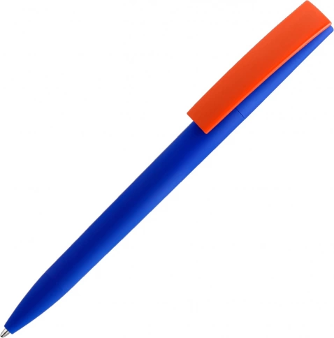 Ручка пластиковая шариковая Solke Zeta Soft Blue Mix, синяя с оранжевым фото 1