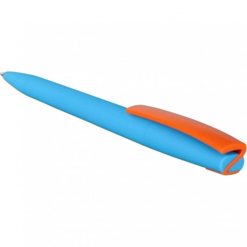 Ручка пластиковая шариковая Vivapens ZETA SOFT MIX, голубая с оранжевым фото 4