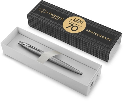 Шариковая ручка Parker Jotter SE 70th Anniversary K162 (2205530) Stainless Steel CT; синие черн.; подар.кор. фото 2