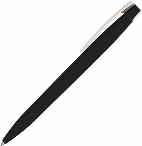 Ручка пластиковая шариковая Vivapens ZETA SOFT, чёрная с белым фото 2