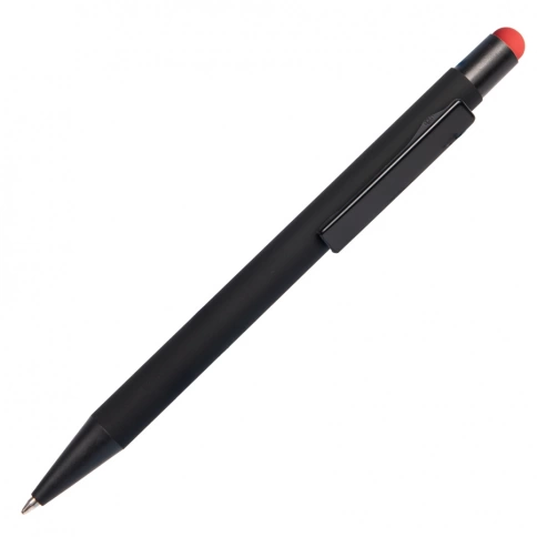 Ручка металлическая шариковая B1 FACTOR BLACK со стилусом, чёрная с красным фото 1