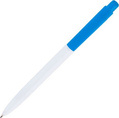 Ручка пластиковая шариковая Vivapens POLO, белая с голубым фото 3
