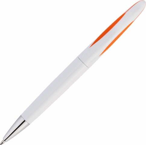 Ручка пластиковая шариковая Vivapens OKO, белая с оранжевым фото 3