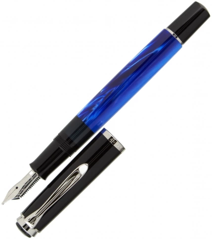 Ручка перьевая Pelikan Elegance Classic M205 (PL801966) Blue-Marbled F перо сталь нержавеющая подар.кор. фото 2