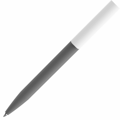 Ручка пластиковая шариковая Vivapens CONSUL SOFT, серая с белым фото 3