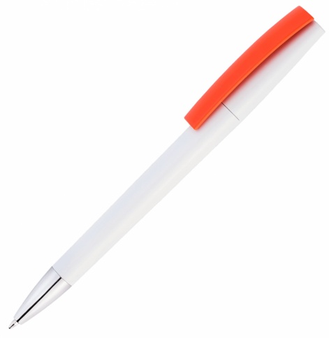 Ручка пластиковая шариковая Vivapens ZETA, белая с оранжевым фото 1