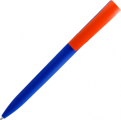 Ручка пластиковая шариковая Solke Zeta Soft Blue Mix, синяя с оранжевым фото 2