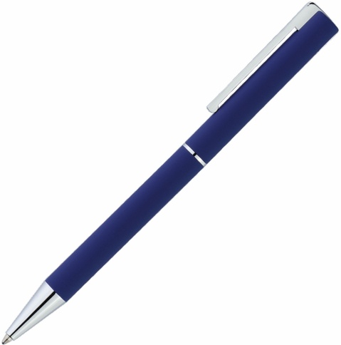 Ручка металическая шариковая Vivapens Argon Soft с софт-тач, синяя фото 1