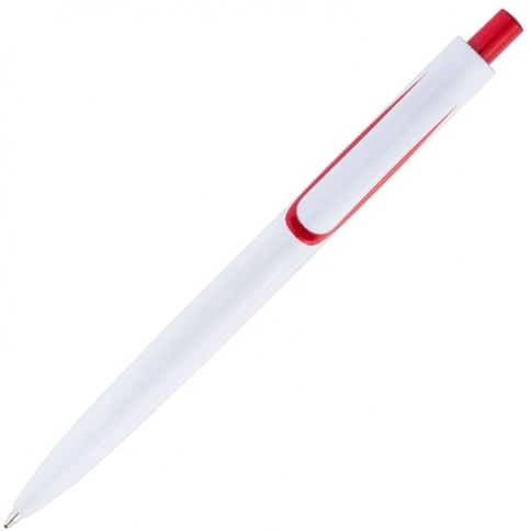 Ручка пластиковая шариковая Solke Focus, белая с красным фото 3