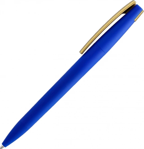 Ручка пластиковая шариковая Solke Zeta Soft Blue Mix, синяя с золотистым фото 2