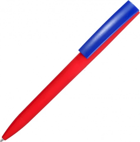 Ручка пластиковая шариковая Solke ZETA SOFT MIX, красная с синим фото 1