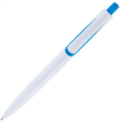 Ручка пластиковая шариковая Solke Focus, белая с голубым фото 3