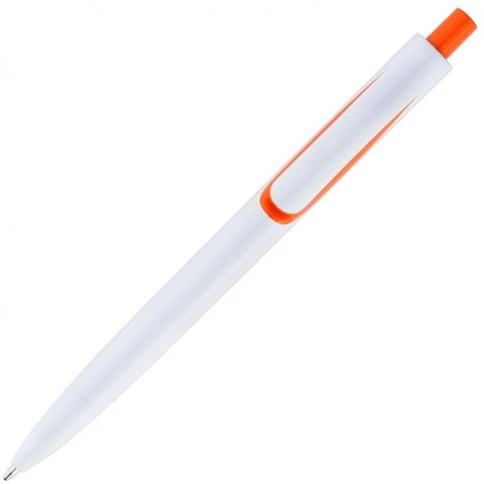 Ручка пластиковая шариковая Solke Focus, белая с оранжевым фото 3
