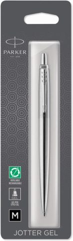Гелевая ручка Parker Jotter Core K694 (2020671) Stainless Steel CT M; черн. черн.; блистер фото 1
