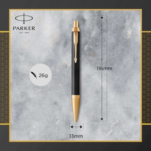 Ручка шариковая Parker IM Premium K323 (1931667) Black GT M; синие чернила фото 5