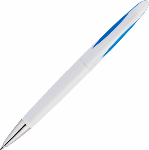 Ручка пластиковая шариковая Vivapens OKO, белая с голубым фото 3