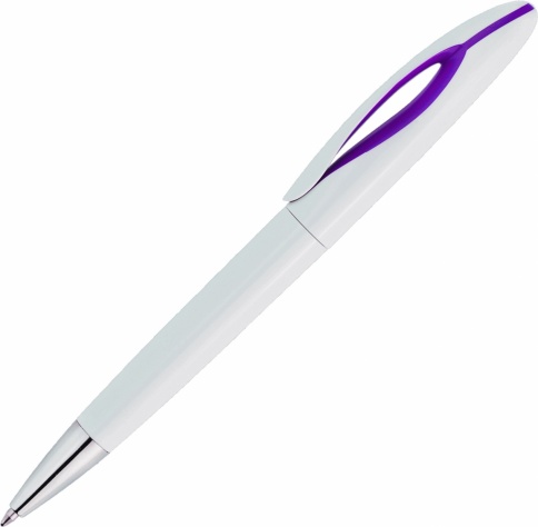 Ручка пластиковая шариковая Vivapens OKO, белая с фиолетовым фото 2
