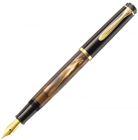 Ручка перьевая Pelikan Elegance Classic M200 (PL808880) Brown Marbled F перо сталь нержавеющая/позолота карт.уп. фото 1