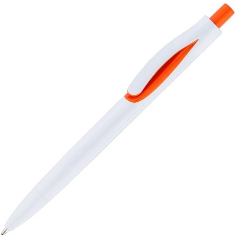 Ручка пластиковая шариковая Solke Focus, белая с оранжевым фото 1