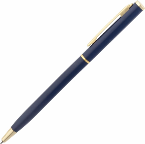 Ручка металлическая шариковая Vivapens Hilton, тёмно-синяя с золотистым фото 2